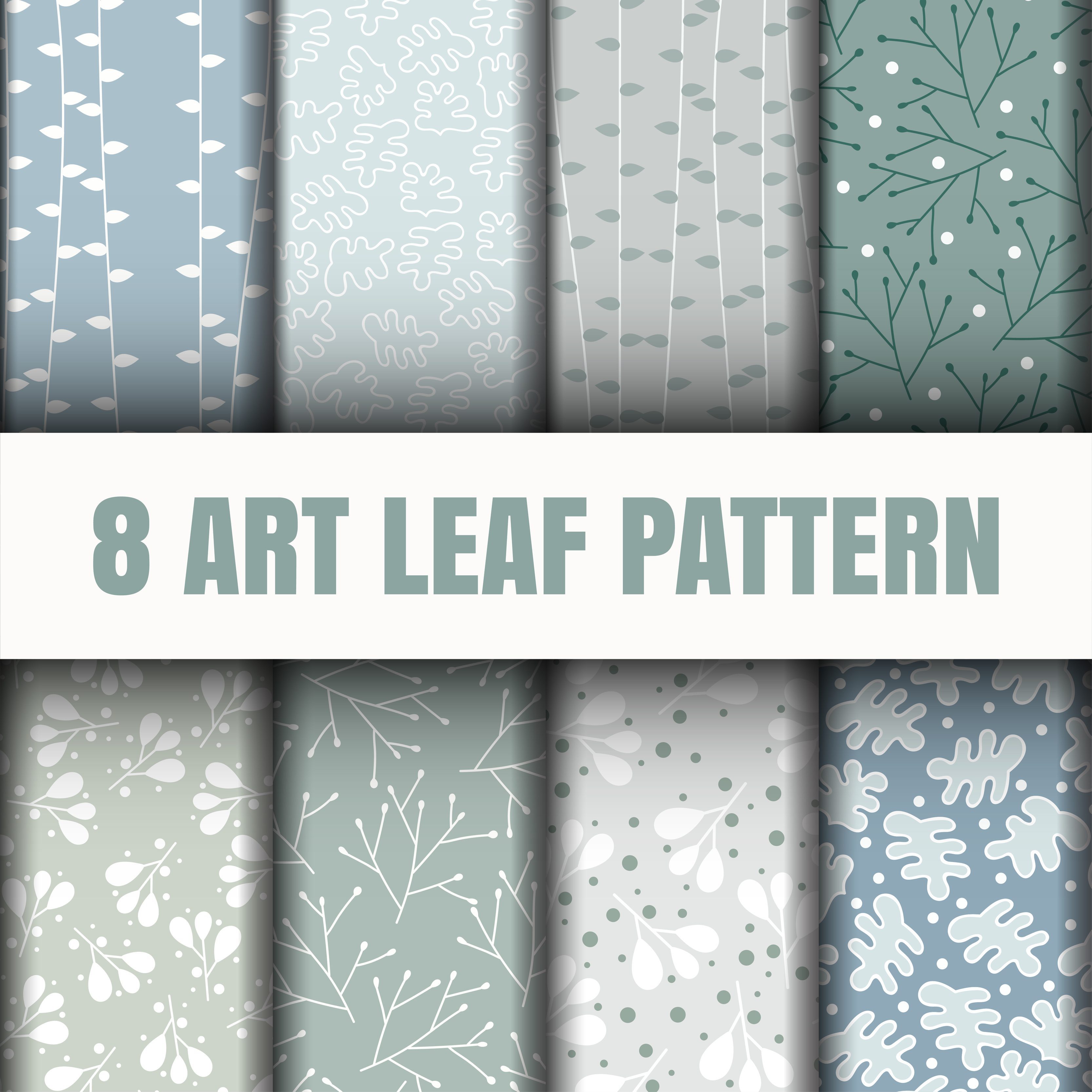 Set 8 Beautiful leaves pattern Free Vector