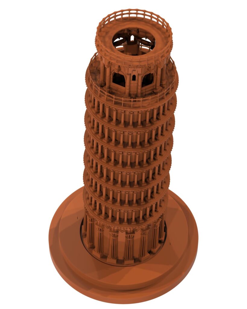 Leaning Tower of Pisa close-up scene isolated on background. Ideal for large publications or printing. 3d rendering – illustration Stock Free