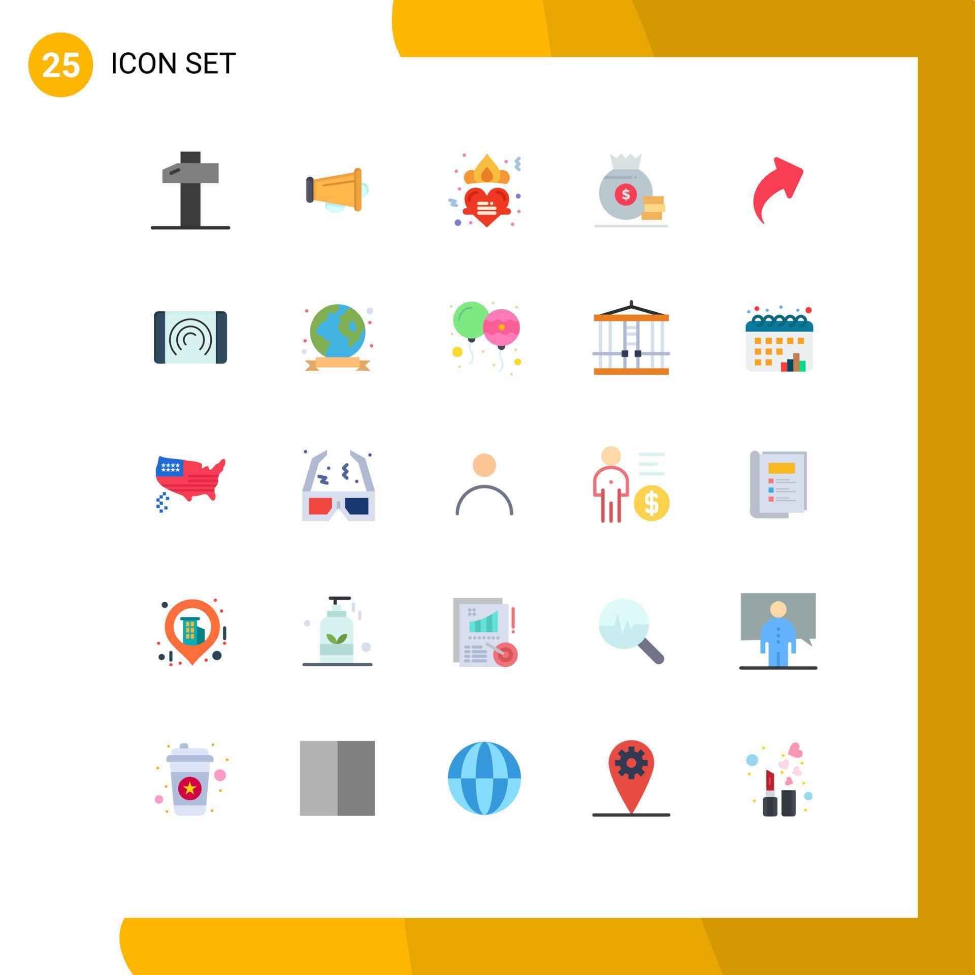 25 Creative Icons Modern Signs and Symbols of direction arrow heart american bag Editable Vector Design Elements Stock Free