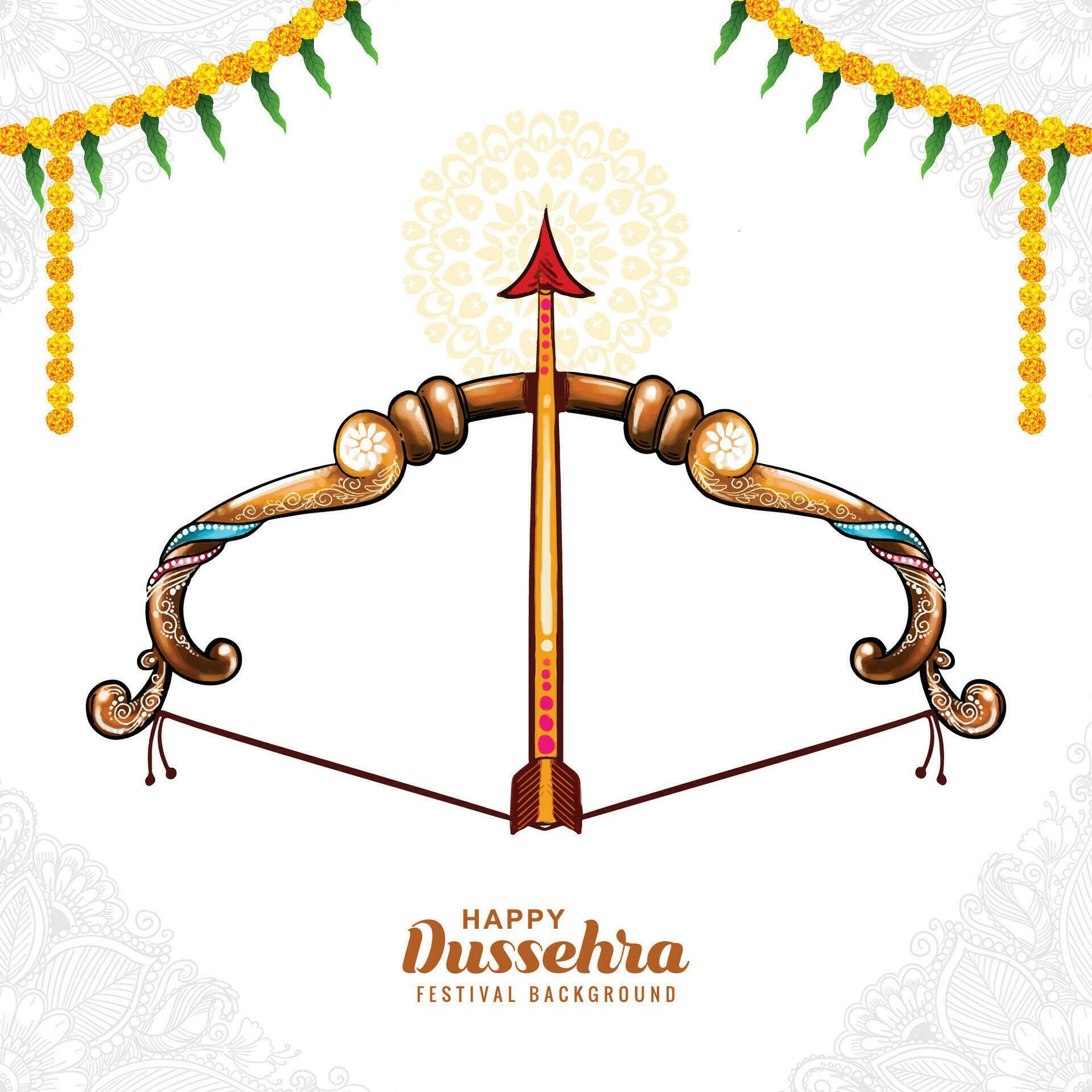 Happy dussehra card with bow and arrow Stock Free