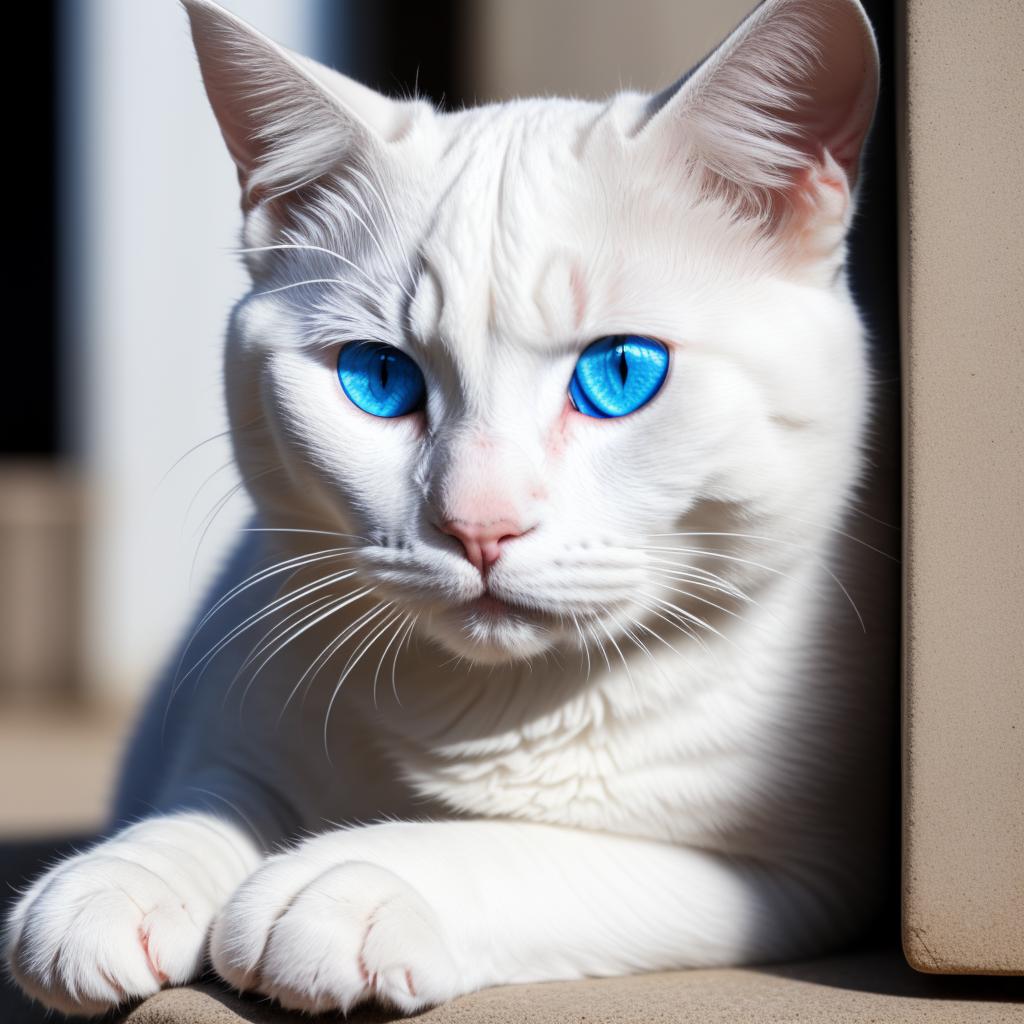 White blue eyed Cat by @ai_generated