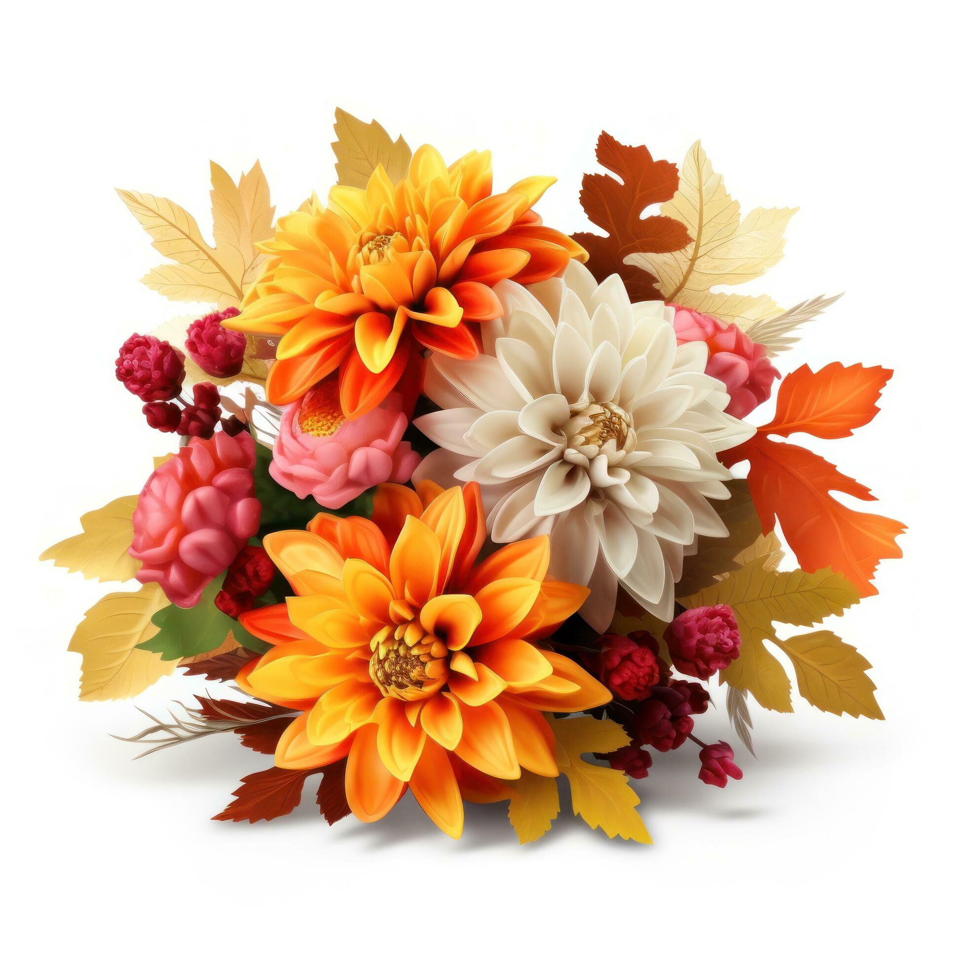 Autumn flowers bouquet isolated Stock Free