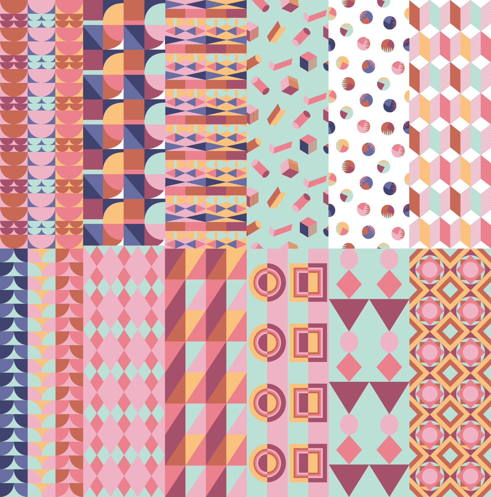 Geometric patterns collection Free Vector