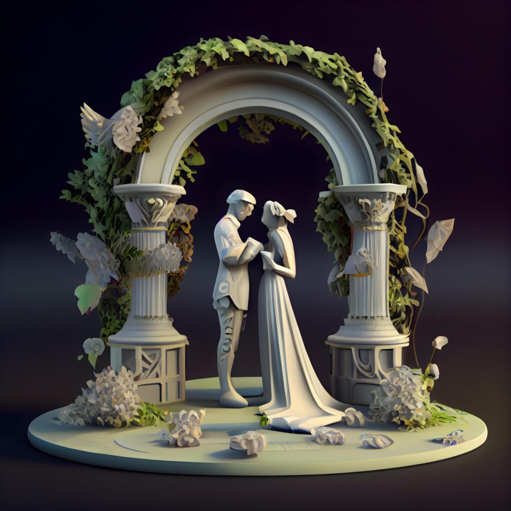 wedding ceremony in the arch of the arch, 3d illustration, Image Stock Free