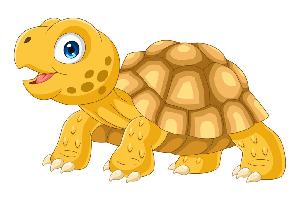 Cartoon cute sulcata turtle on white background Free Vector