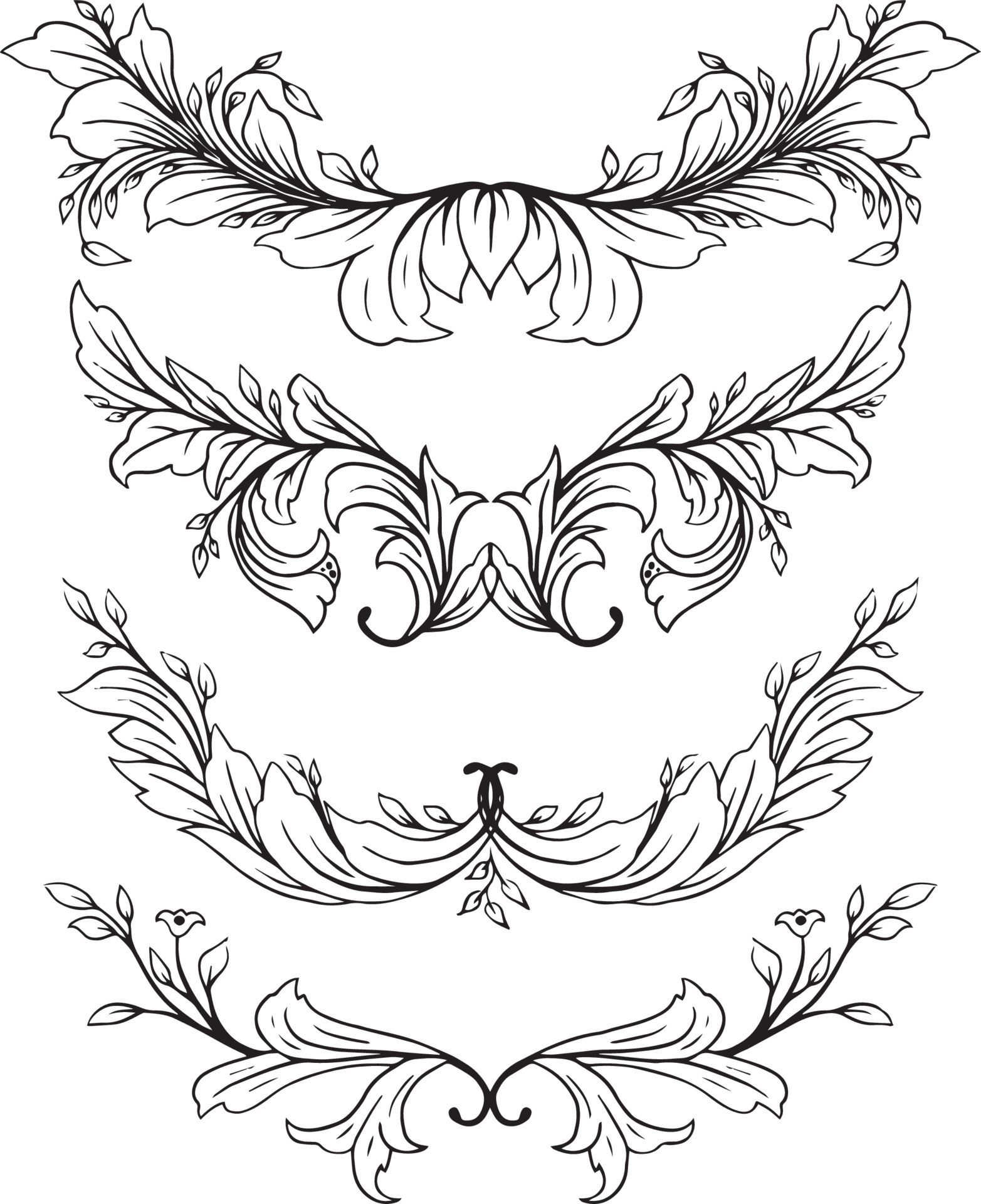 Floral Borders, floral, line floral Free Vector