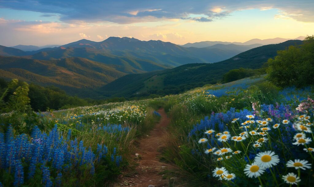 Beautiful Dusk Over Mountain Scenery Stock Free