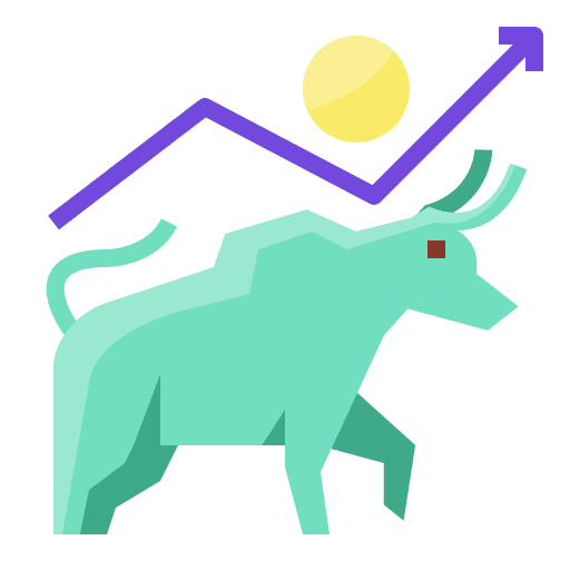 Bullish, up, coin icon