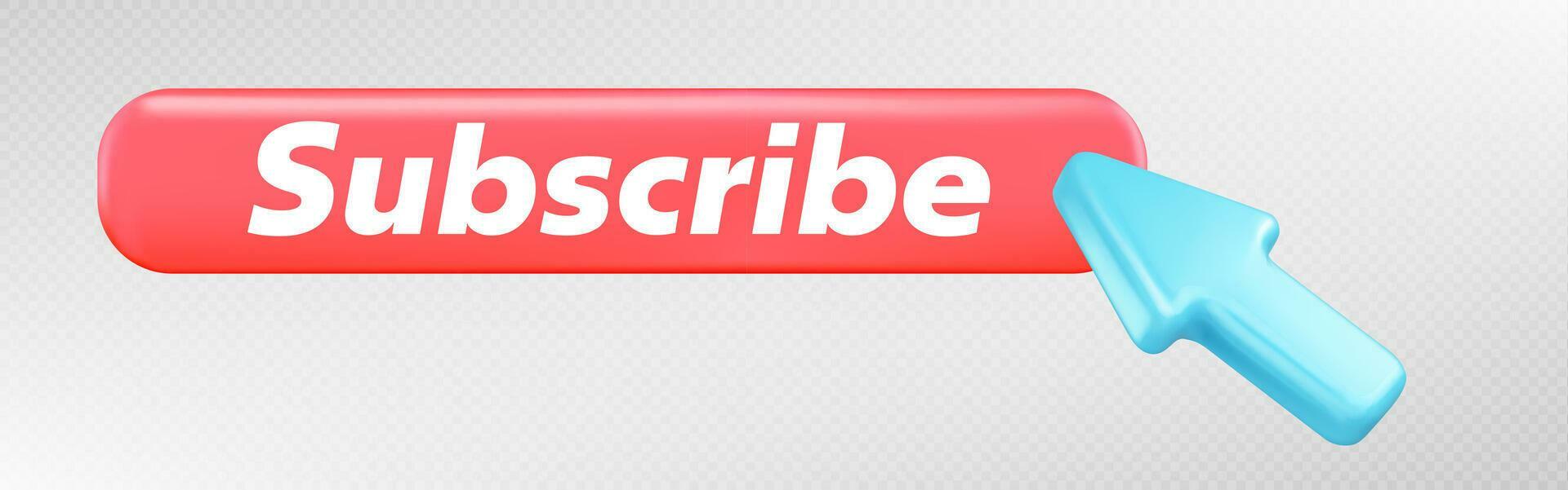 Red subscribe button vector icon with arrow click Stock Free