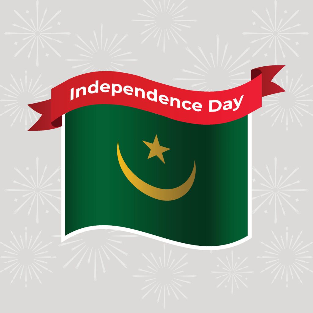 Mauritania Wavy Flag Independence Day Banner Background Free Vector