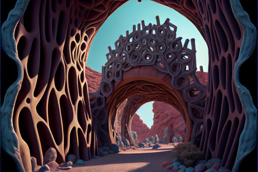 picture of a tunnel in the middle of a desert. . Stock Free