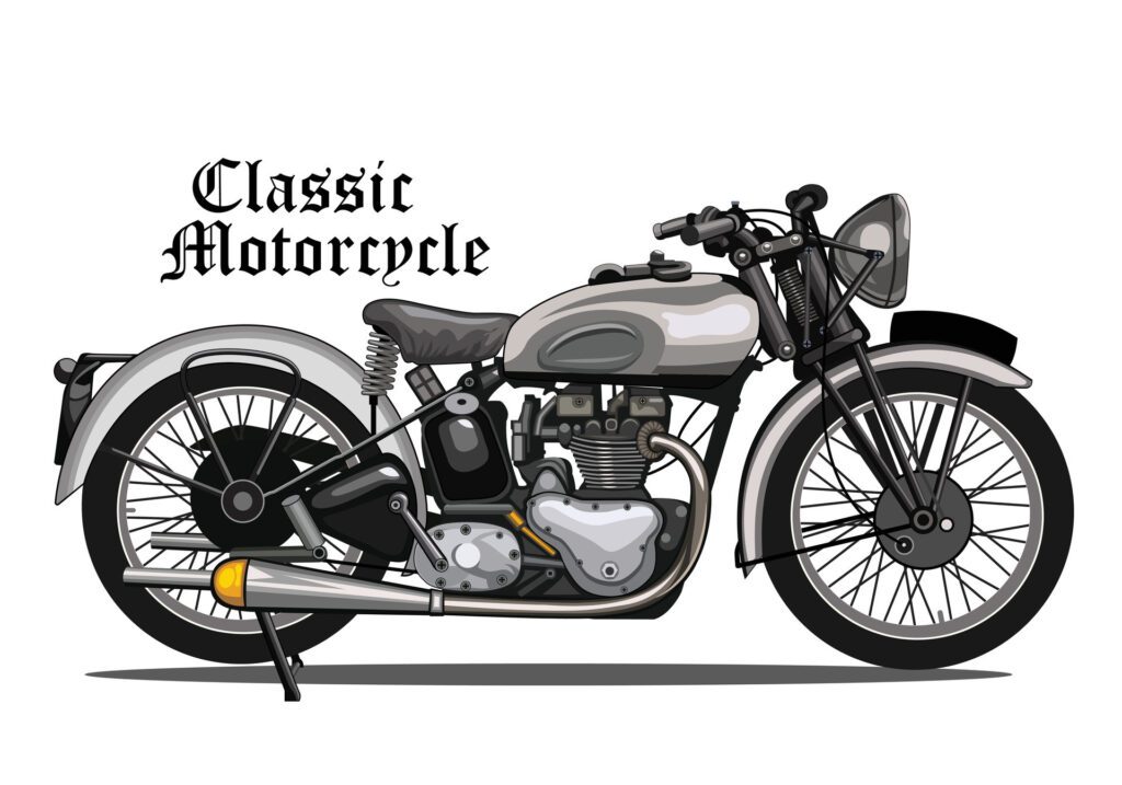 Classic motorcycle vector with isolated om white background. Free Vector