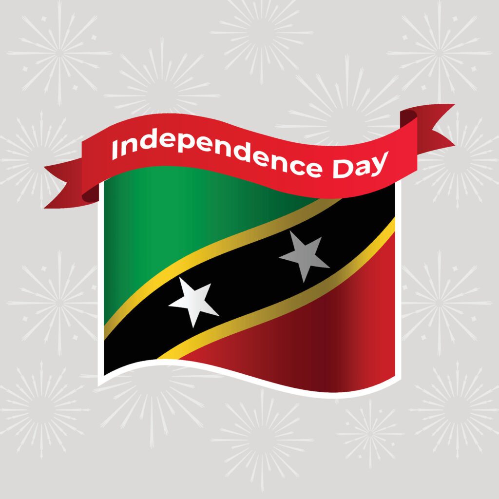 Saint kitts and Nevis Wavy Flag Independence Day Banner Background Free Vector