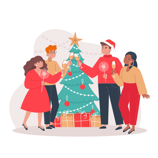 Christmas, friends, nye illustration