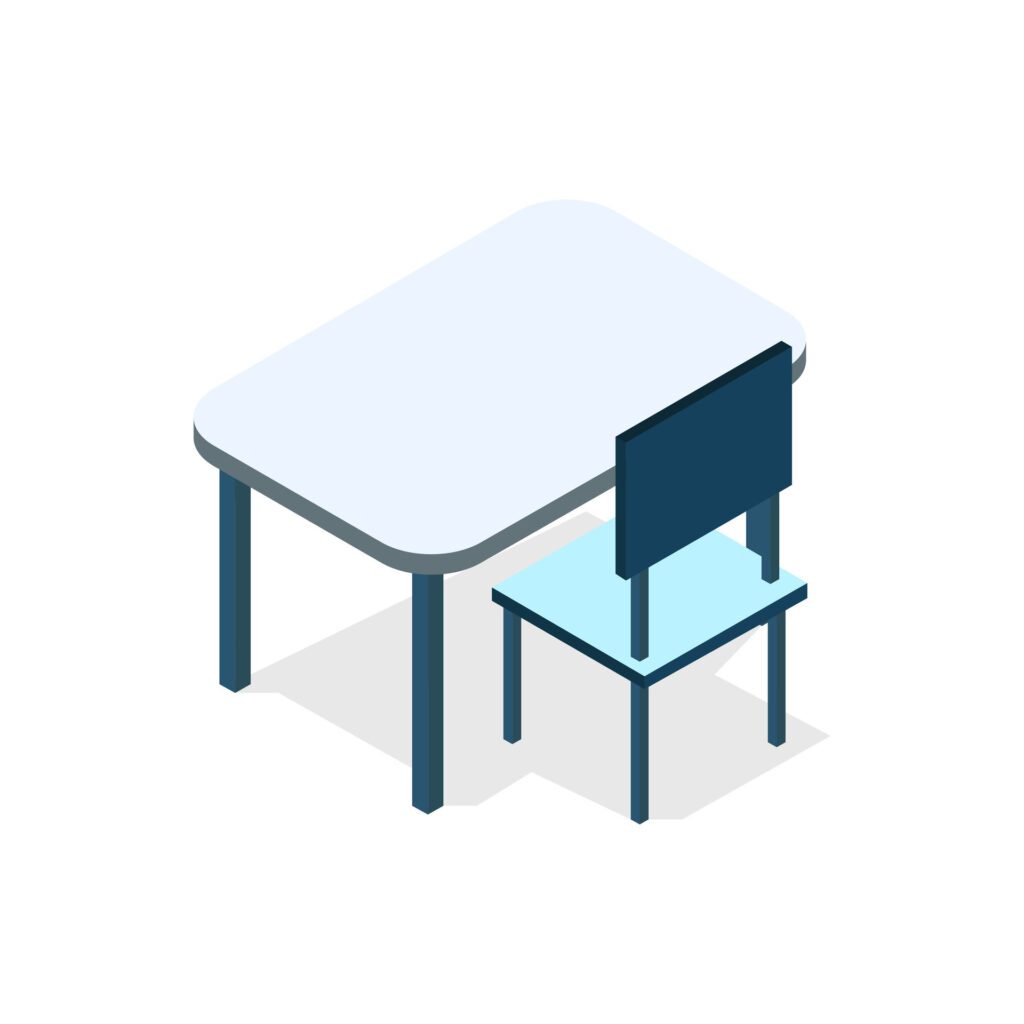 Isometric school desk on a background Free Vector