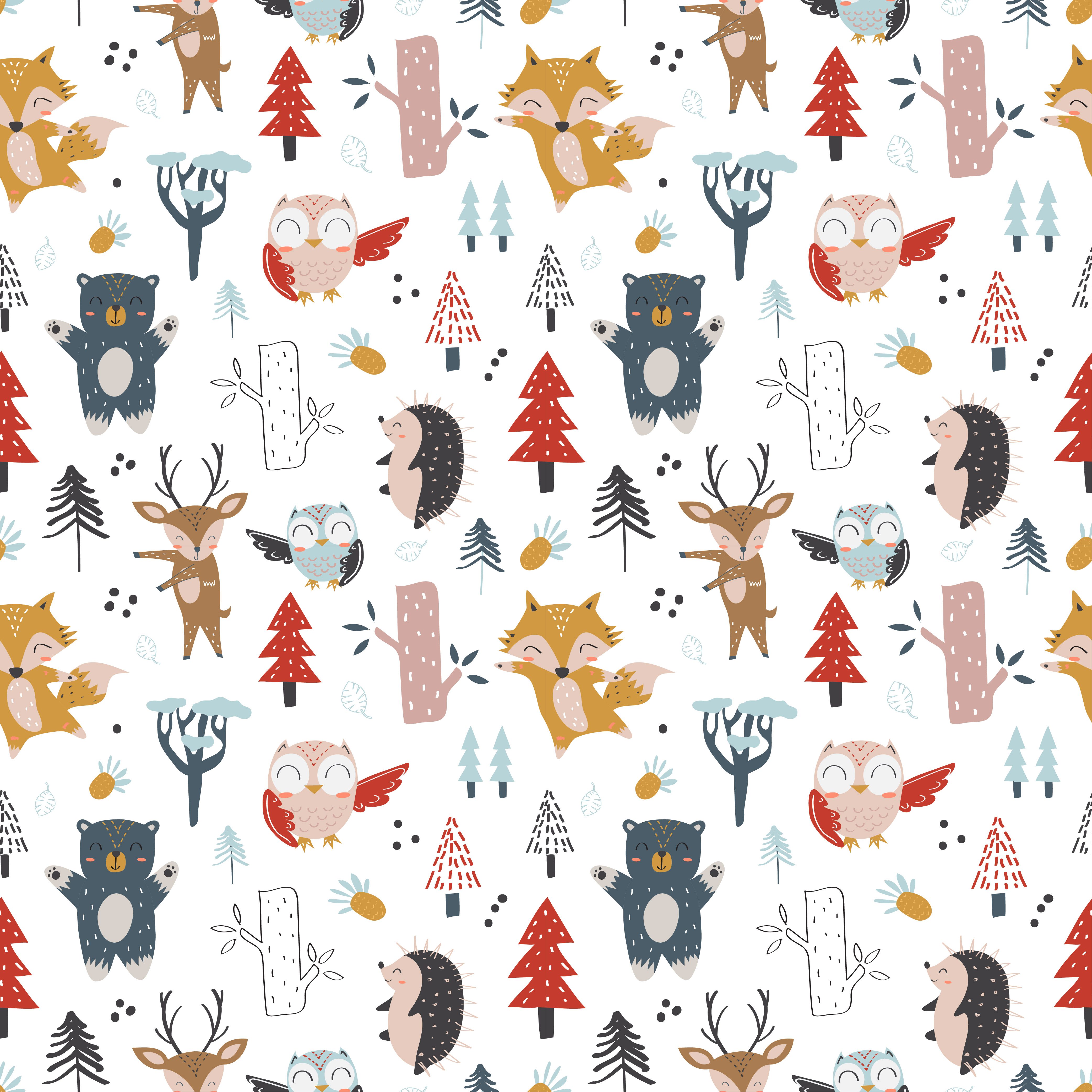 Baby seamless pattern with hand drawn animals concept Free Vector