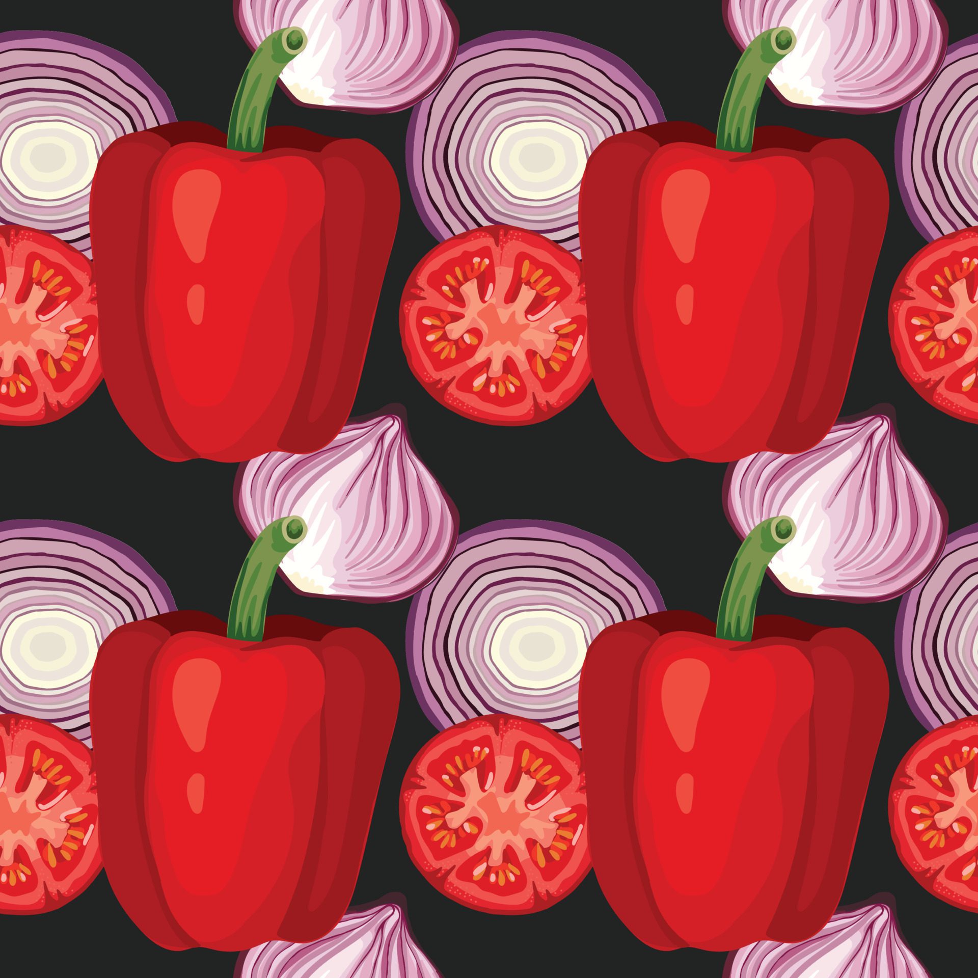 onnion and red pepper seamless pattern Free Vector