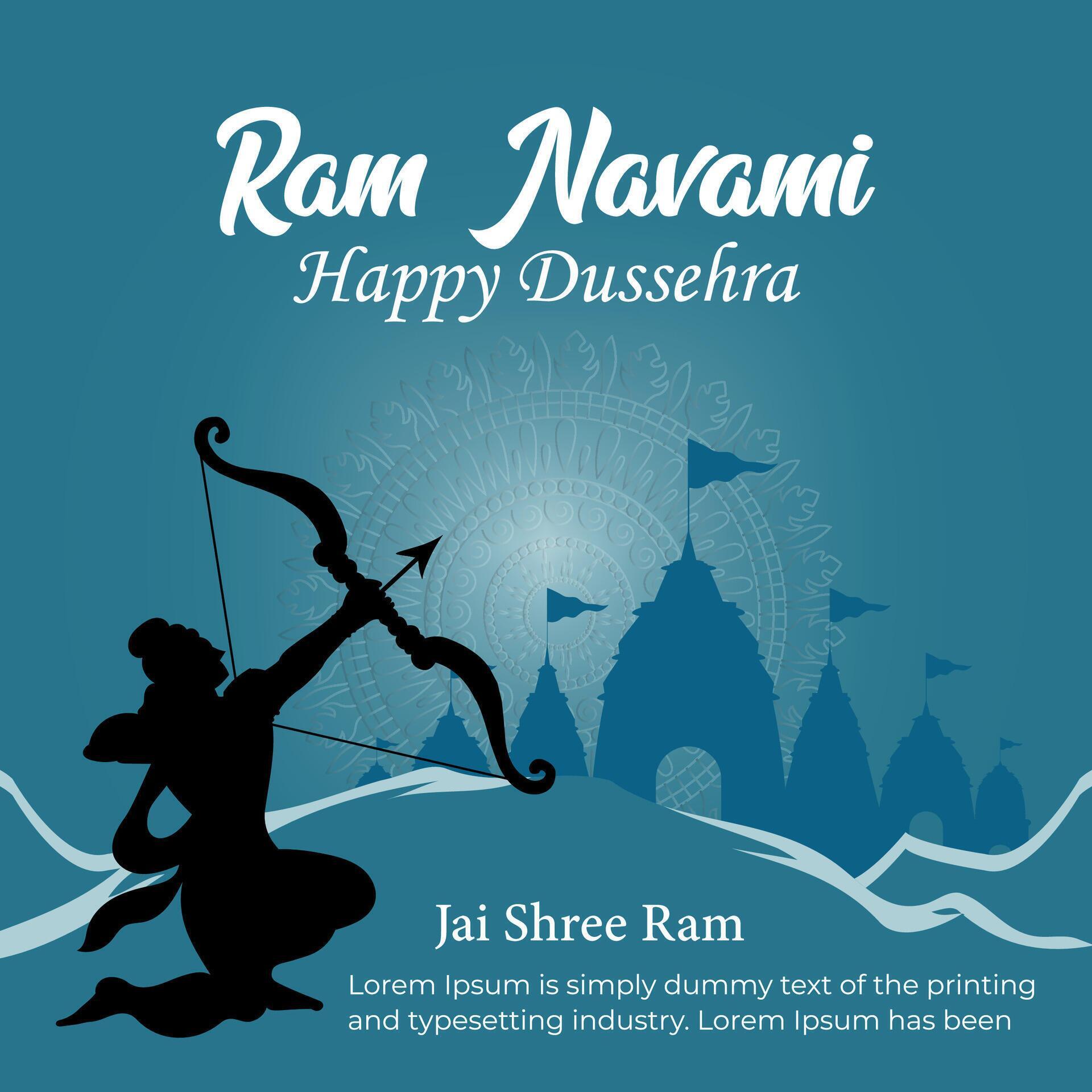 Ram Navami celebration lord Rama with bow arrow Stock Free