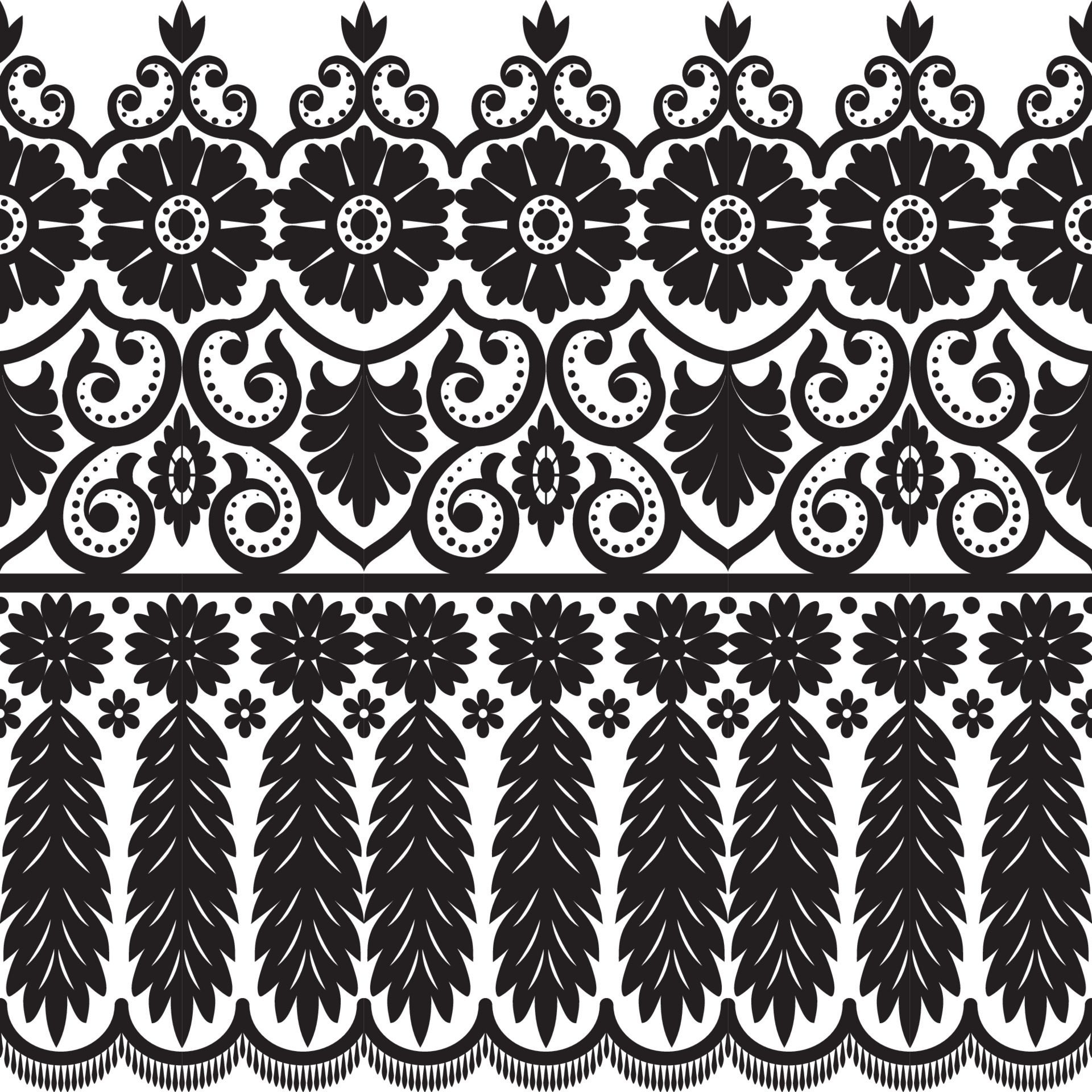 Abstract seamless lace pattern with flowers Free Vector