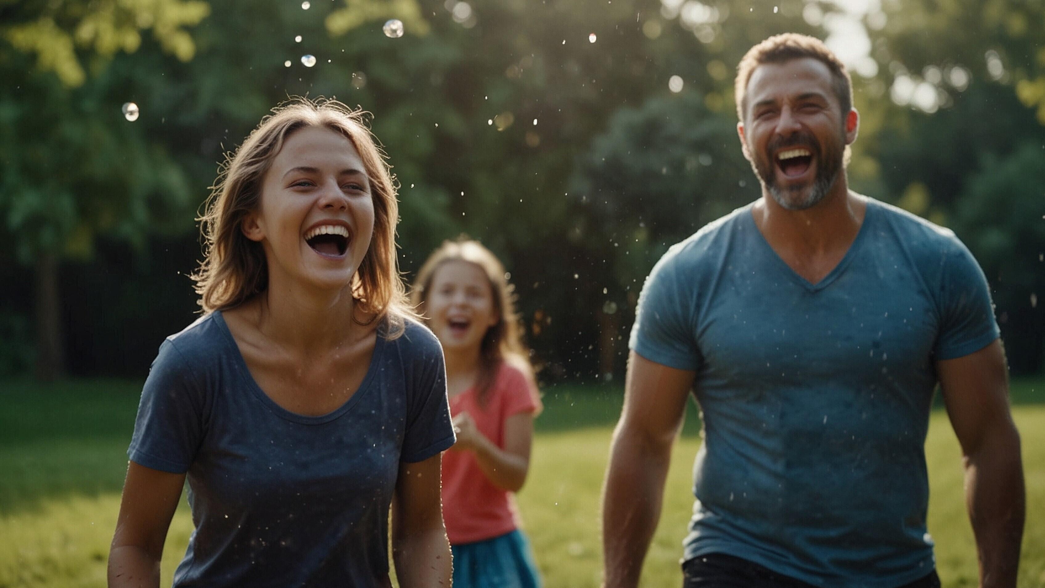 a family is having fun in the park Stock Free