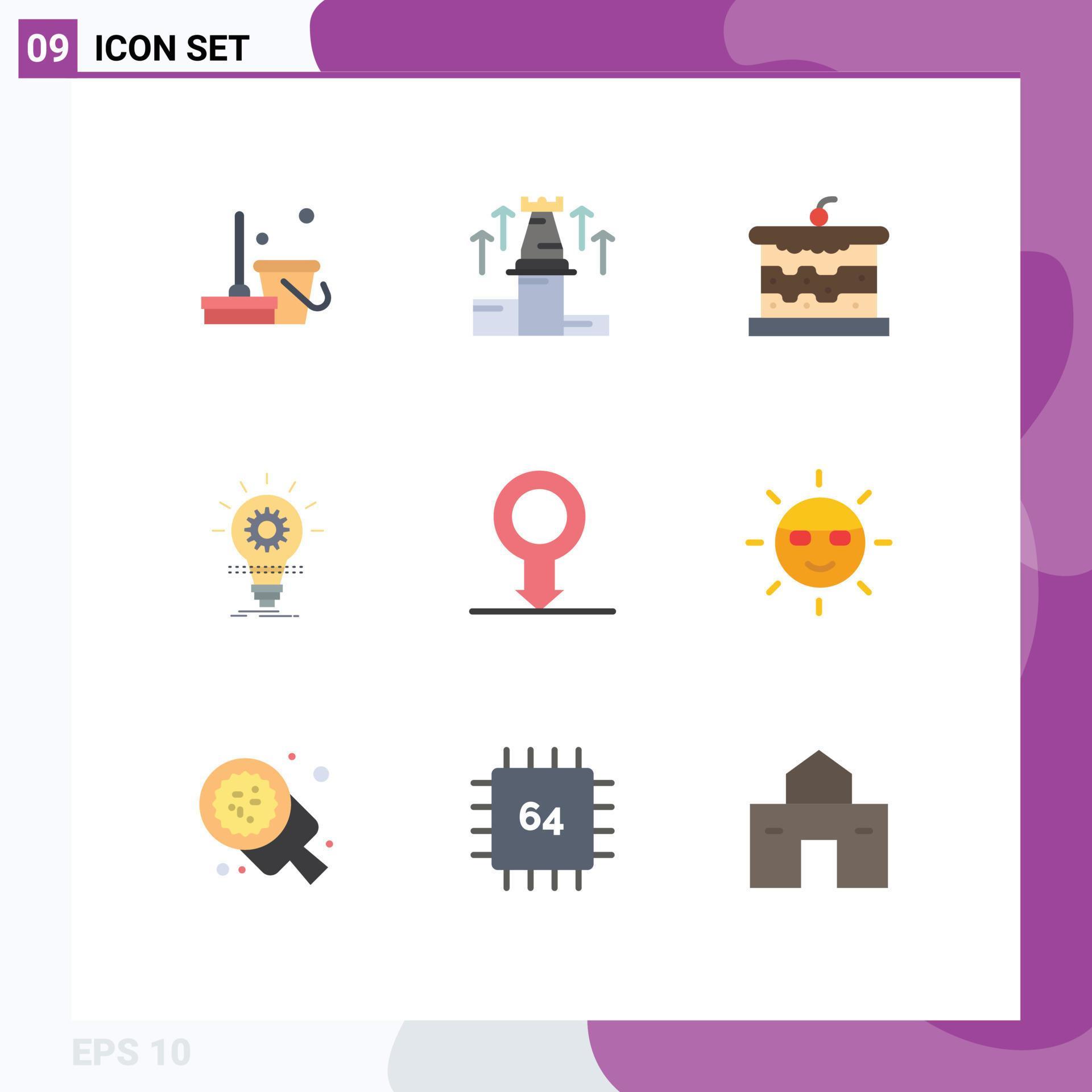 Universal Icon Symbols Group of 9 Modern Flat Colors of light idea arrow develop food Editable Vector Design Elements Stock Free