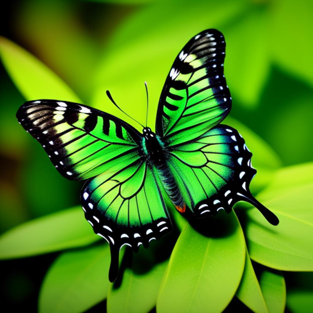 Butterflies magical green background by @ai_generated