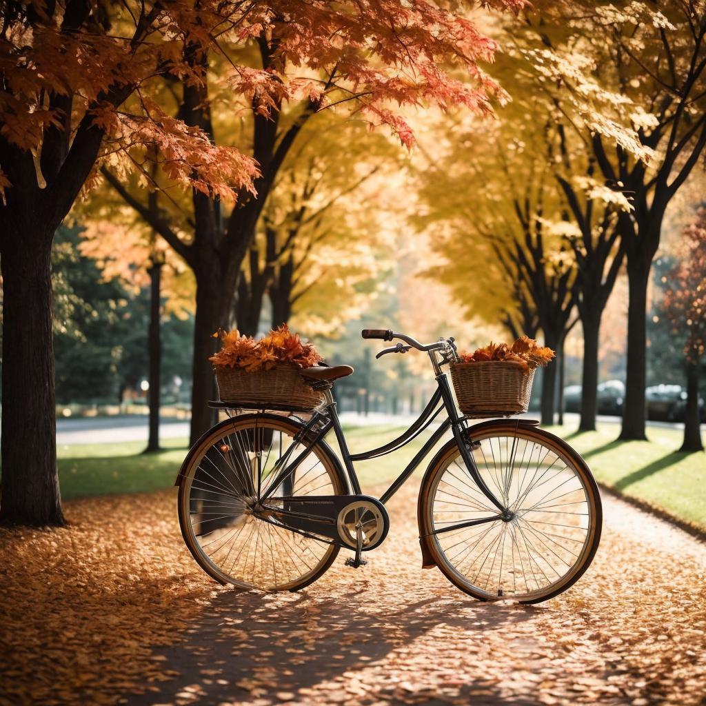 Old-fashioned bicycle amidst autumn by @ai_generated