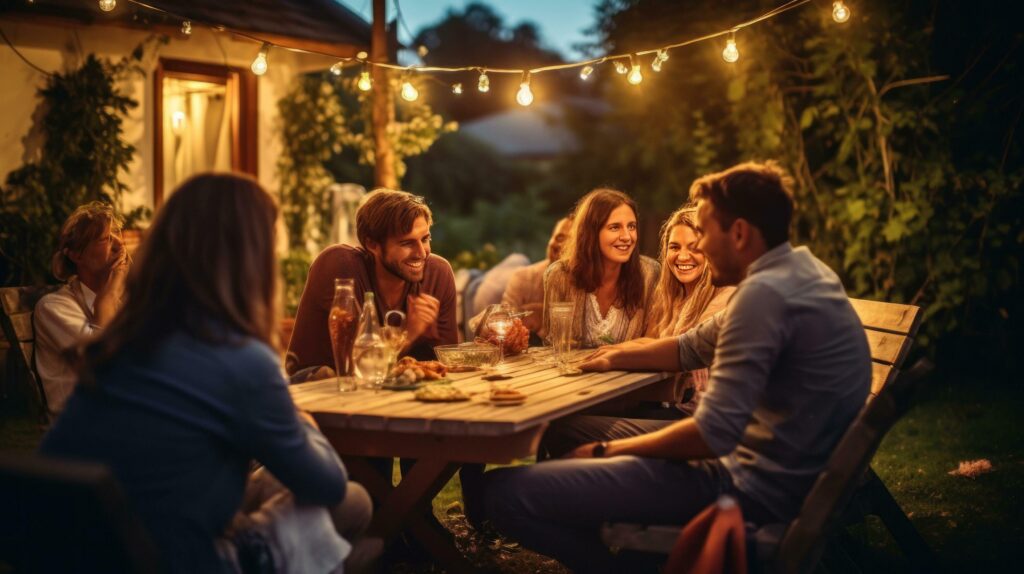 People in picnic in garden Stock Free