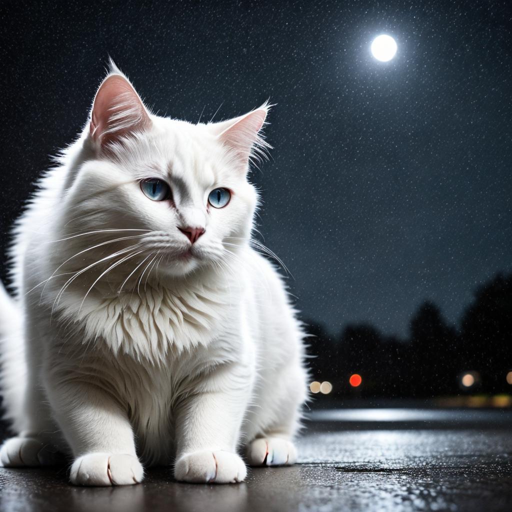 If white cat and by @ai_generated