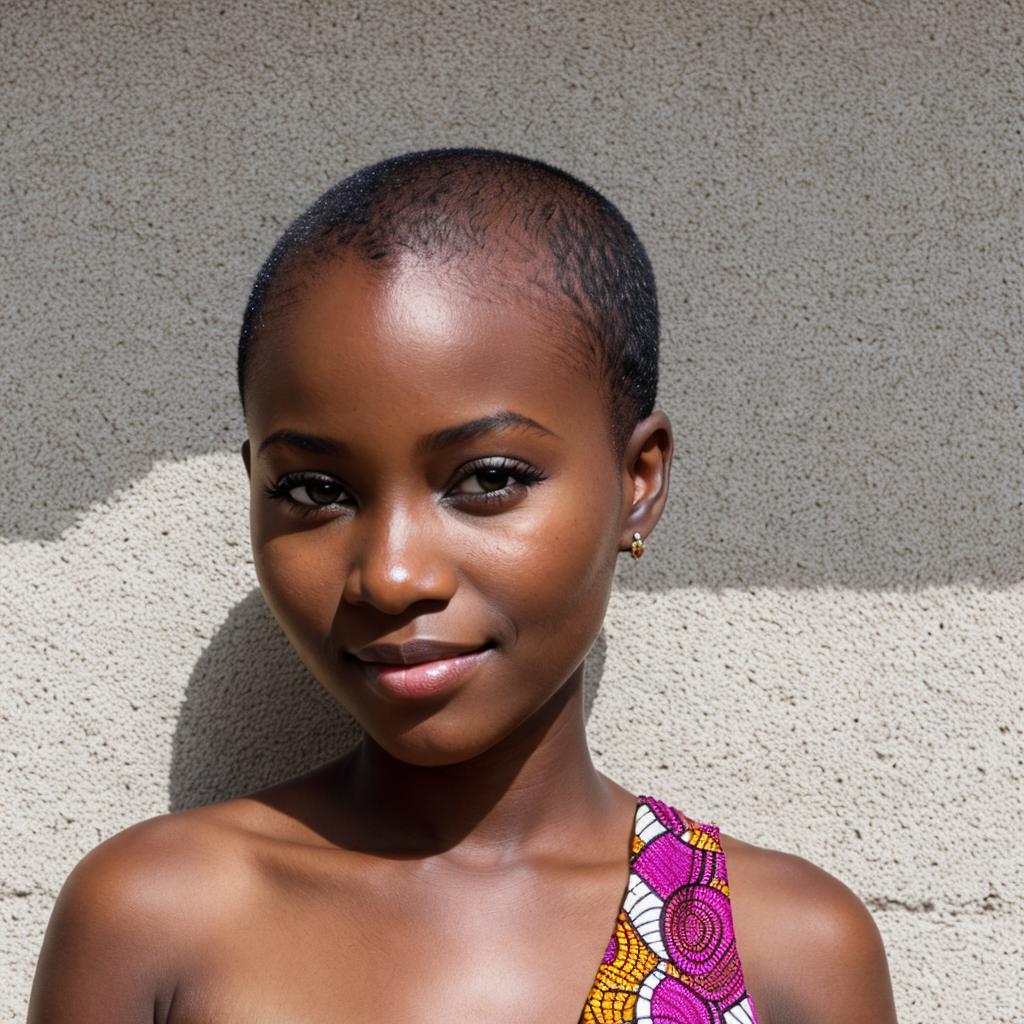 African girl no hair by @ai_generated