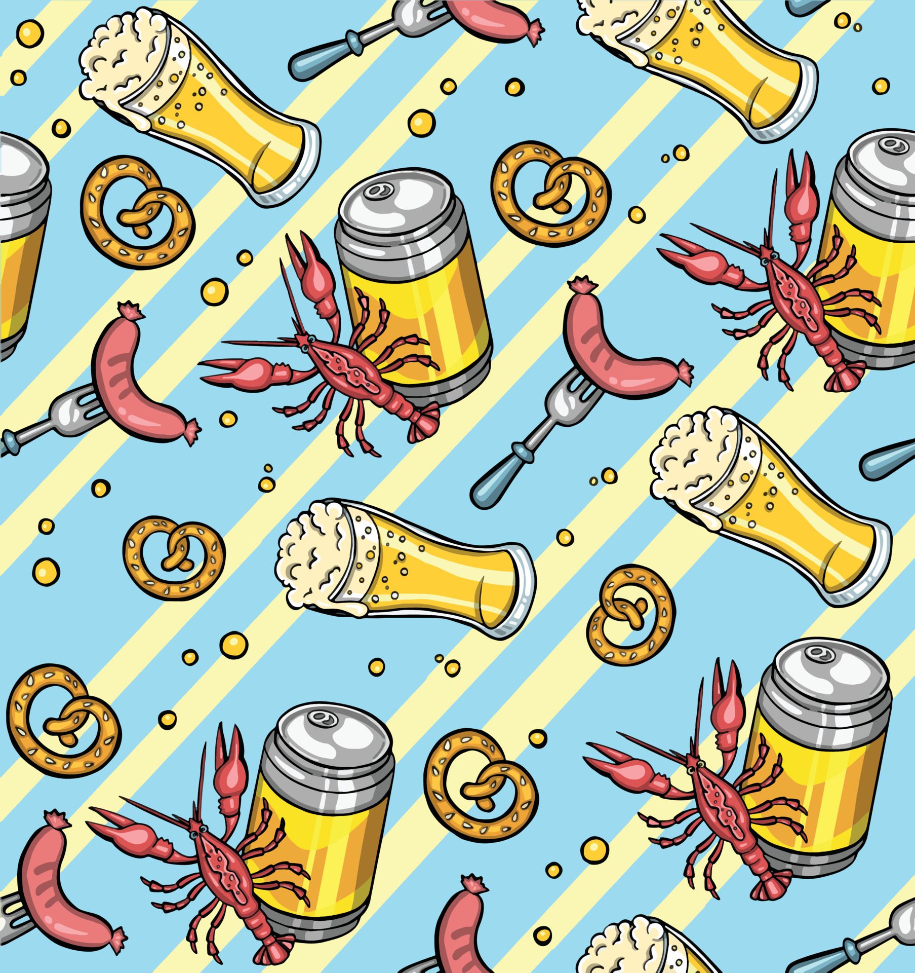 textile ornament beer seamless pattern memphis style outline line bundle set background download. Free Vector