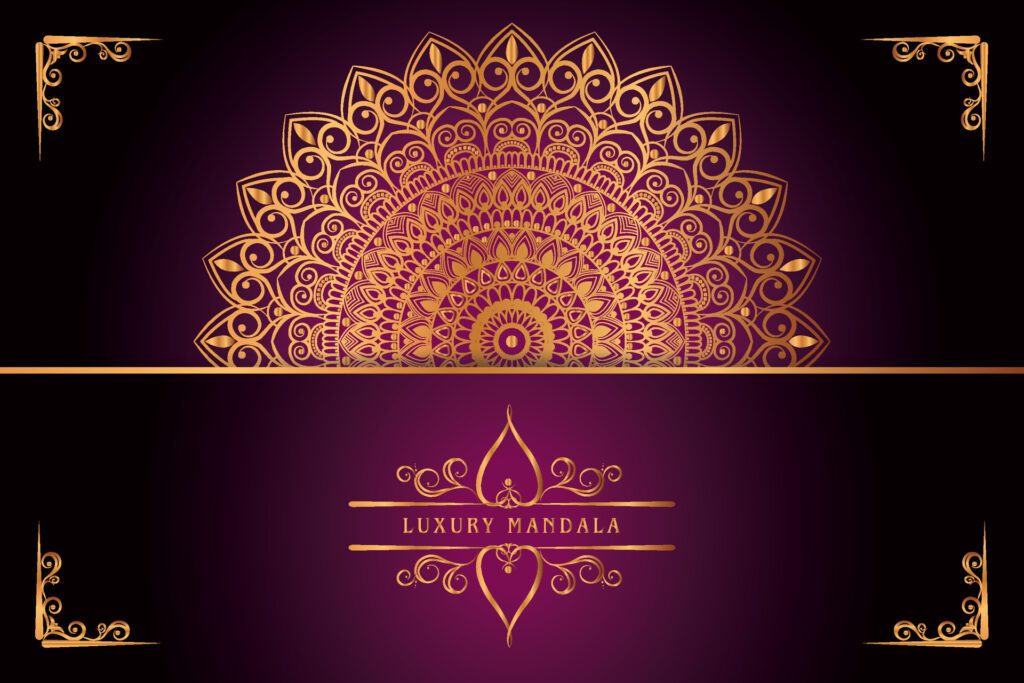 golden mandala design with gradients background Free Vector