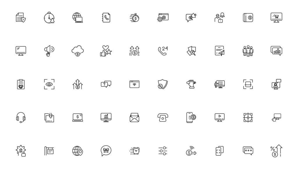 Digital business linear icons collection.Set of thin line web icon set, simple outline icons collection, Pixel Perfect icons, Stock Free