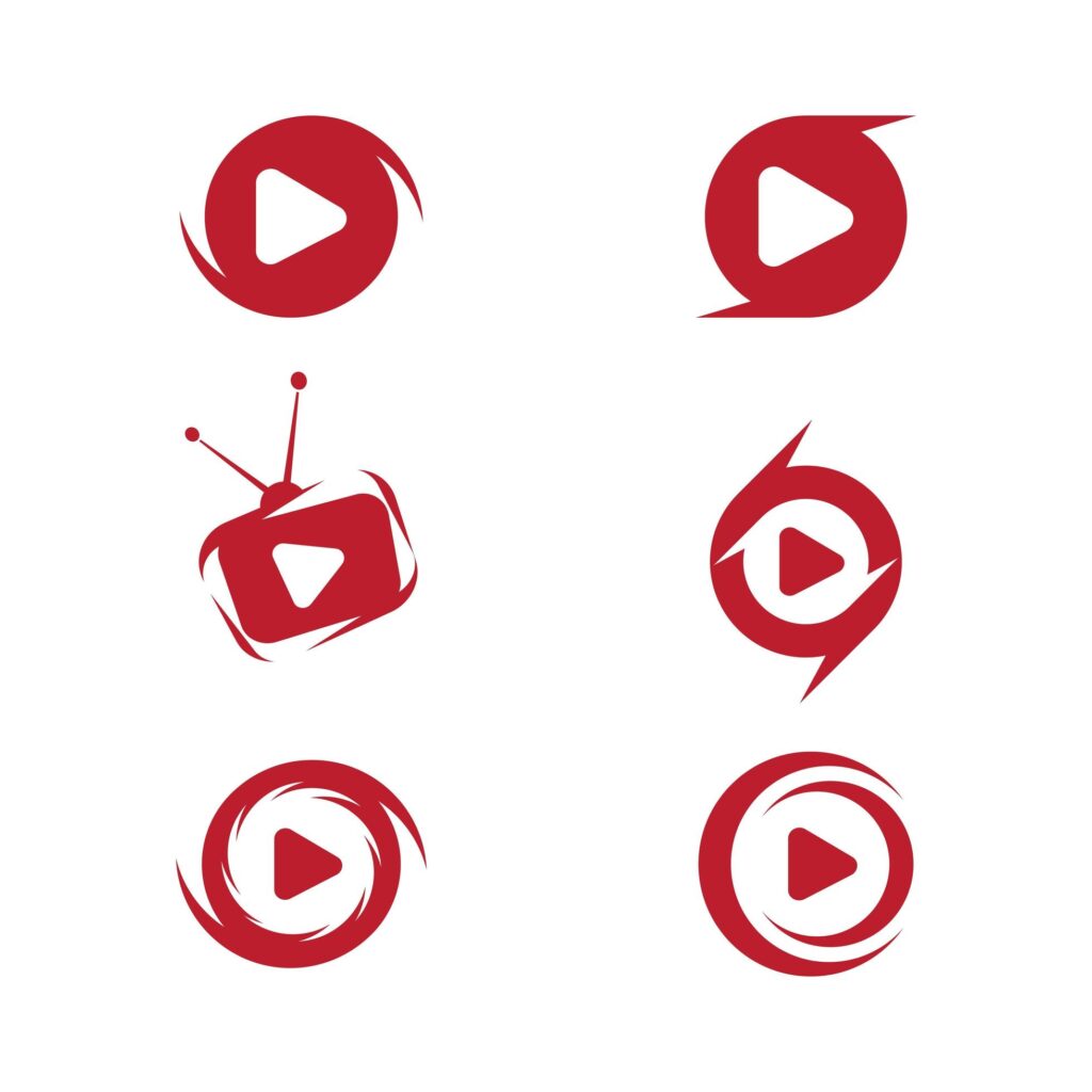 Play buttons movie icon logo set Stock Free