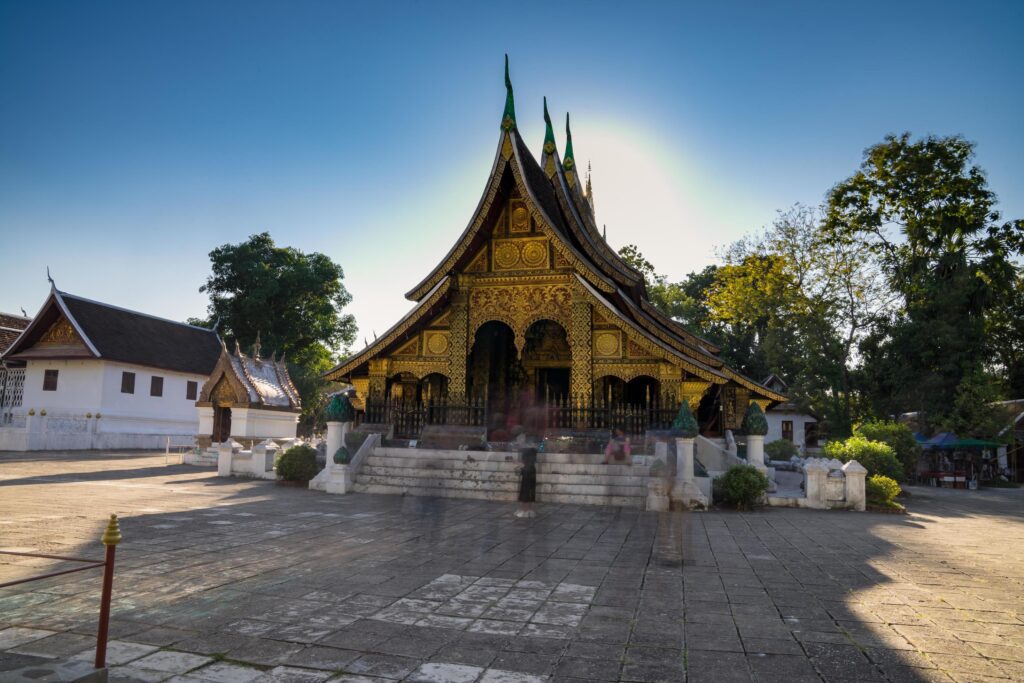 Wat Xieng Thong Golden City Temple in Luang Prabang, Laos. Xieng Thong temple is one of the most important of Lao monasteries. Stock Free