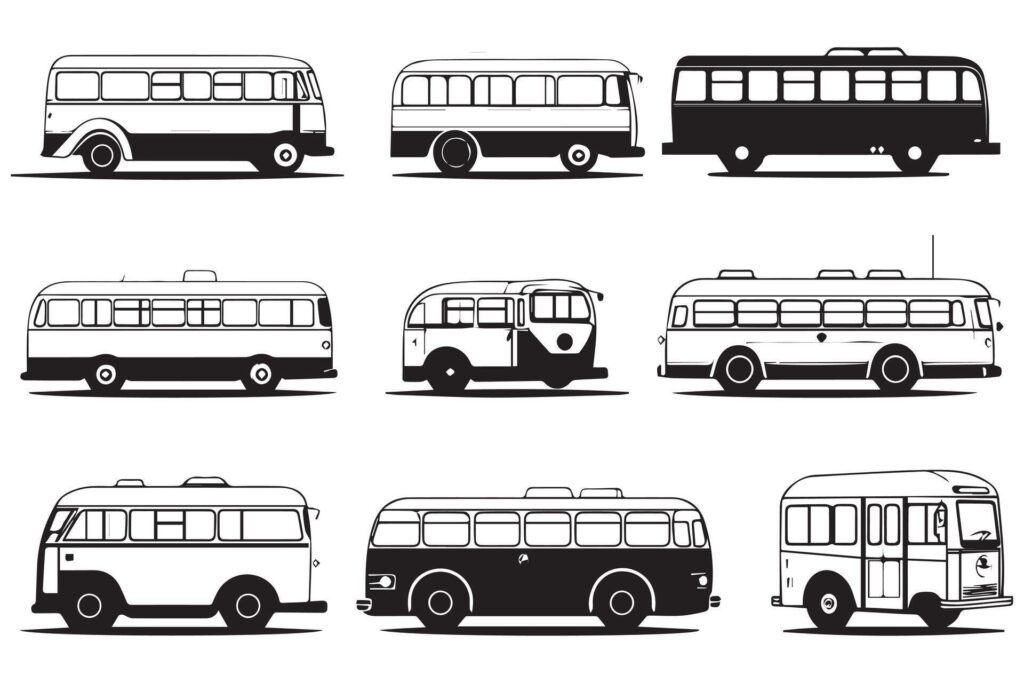 
									Bus icons set on white background Stock Free