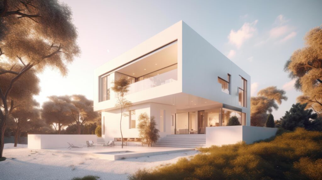 White modern villa. Illustration Stock Free