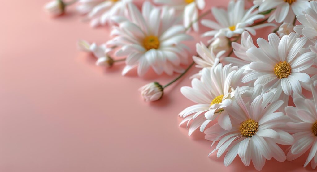 White Daisies on a Pink Background With Soft Lighting Stock Free