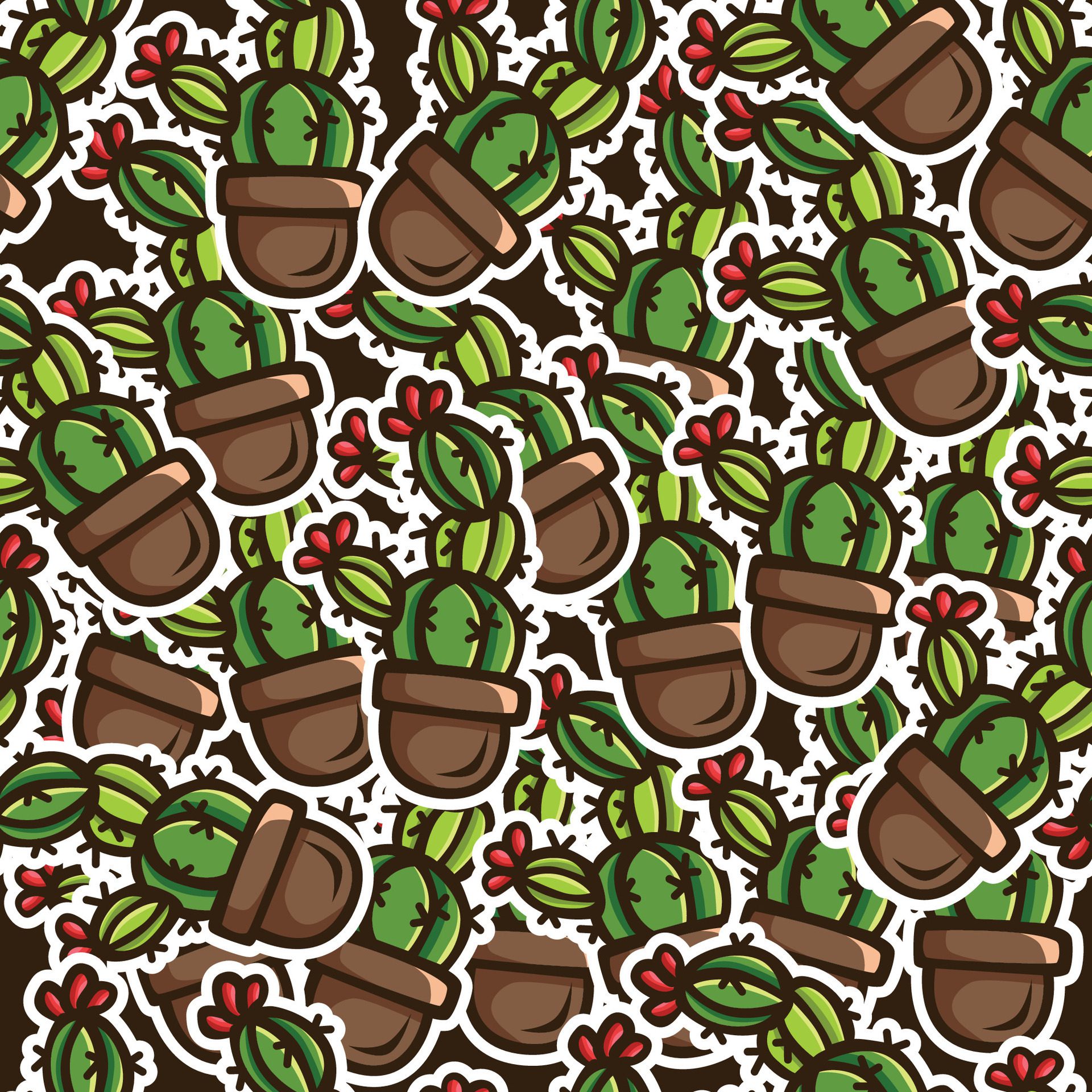 cactus doodle seamless pattern design Free Vector