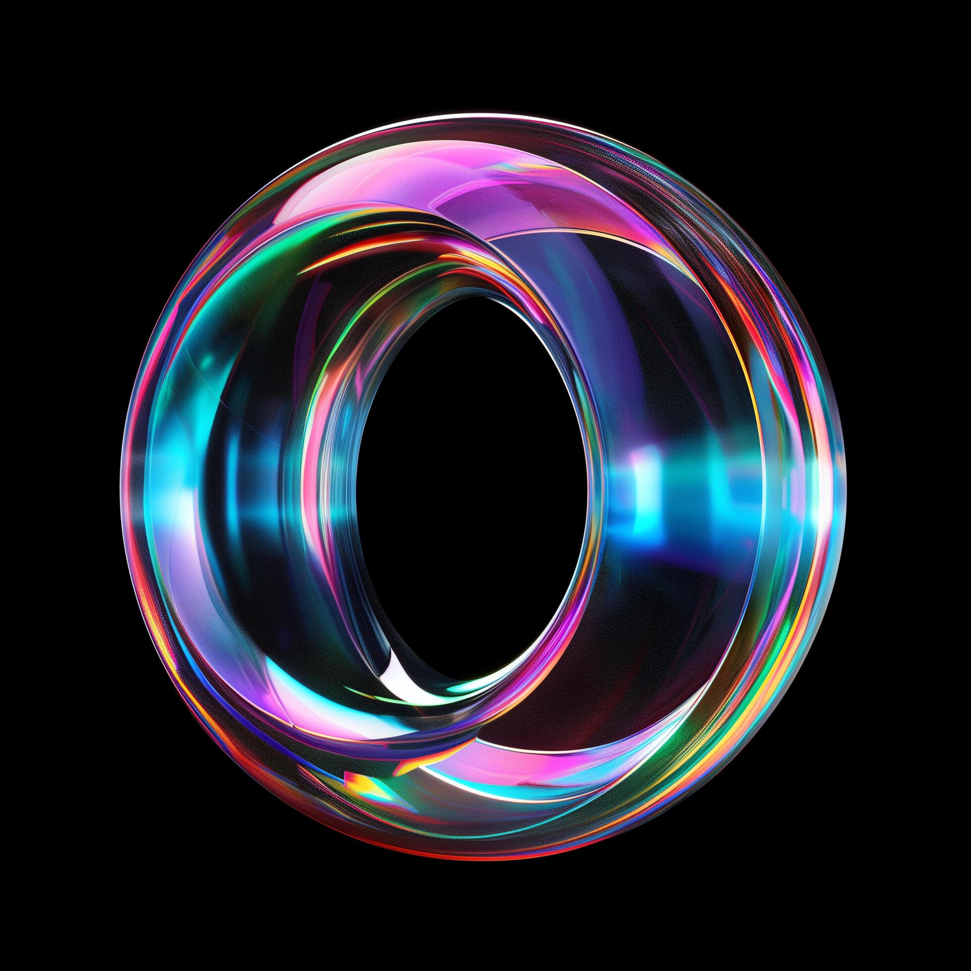 holographic torus on black background Free Photo