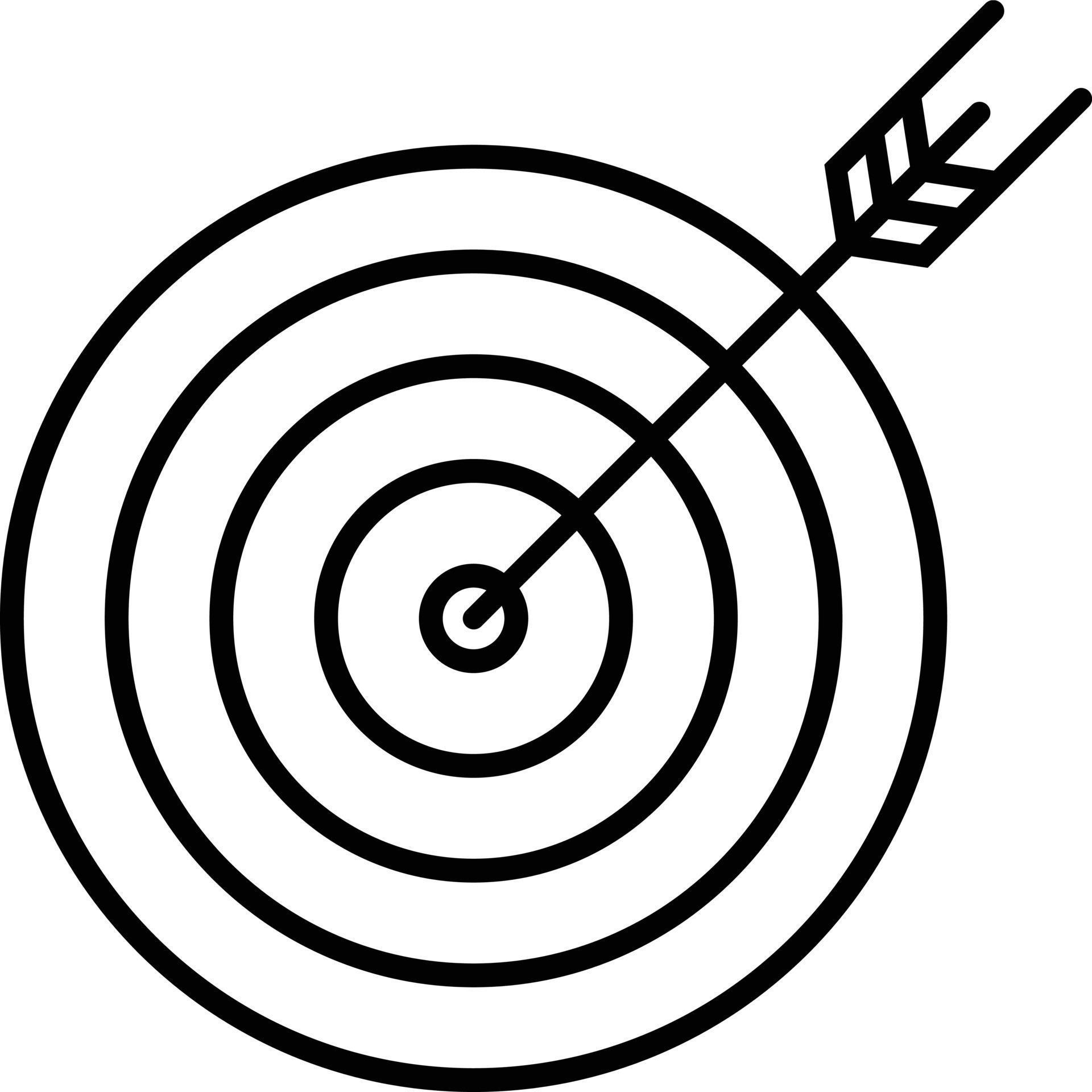 Target and arrow thin line icon. Thin line bullseye illustration. Stock Free