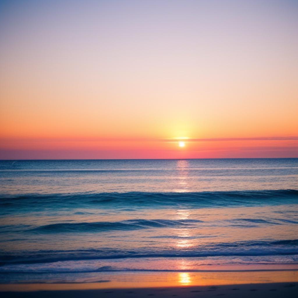 Glowing sunset, serene beach by @ai_generated