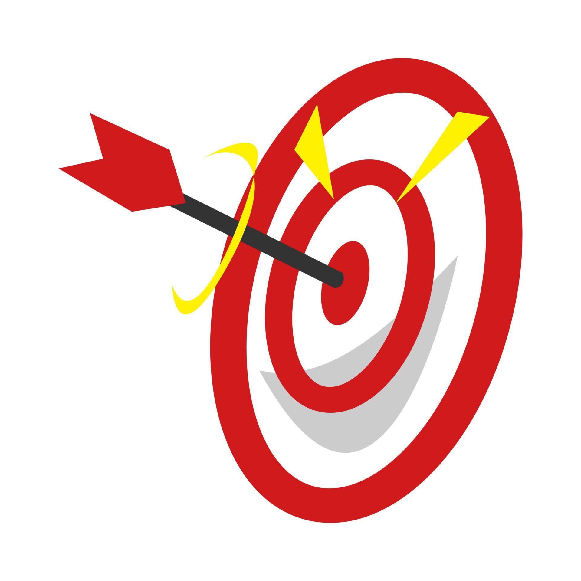 target icon. the arrow stuck in the middle of the target. concept of business, success, sport, archery. flat vector icon. Stock Free and Free SVG