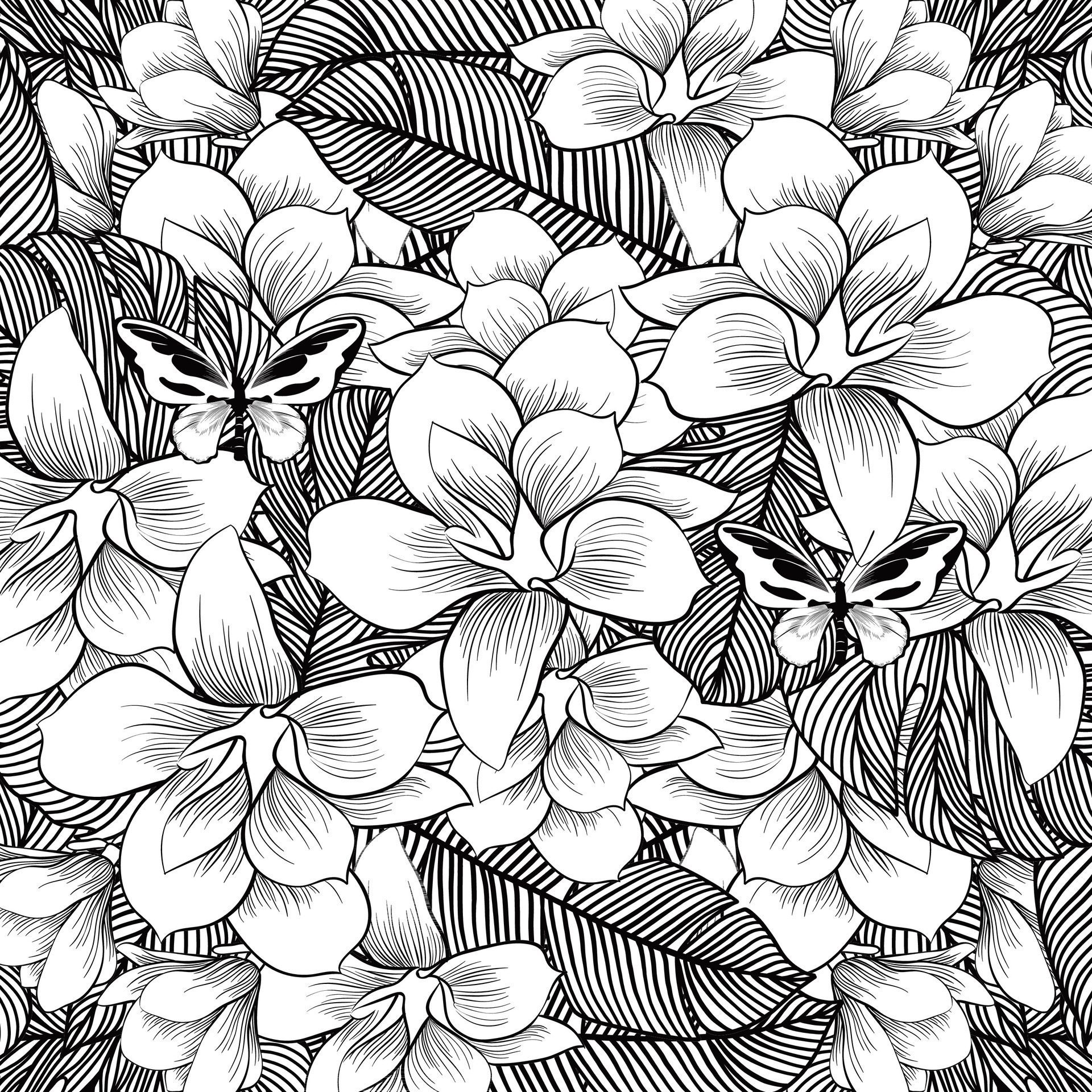 Abstract hand drawn floral pattern with lily flowers. Vector illustration. Element for design. Free Vector