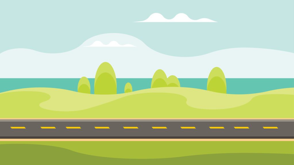 Abstract background road with clear sky and grass on the sides Free Vector