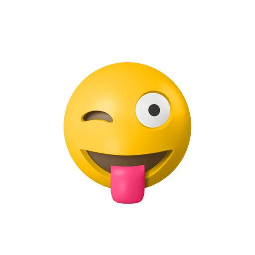 Winking, face, with 3D illustration