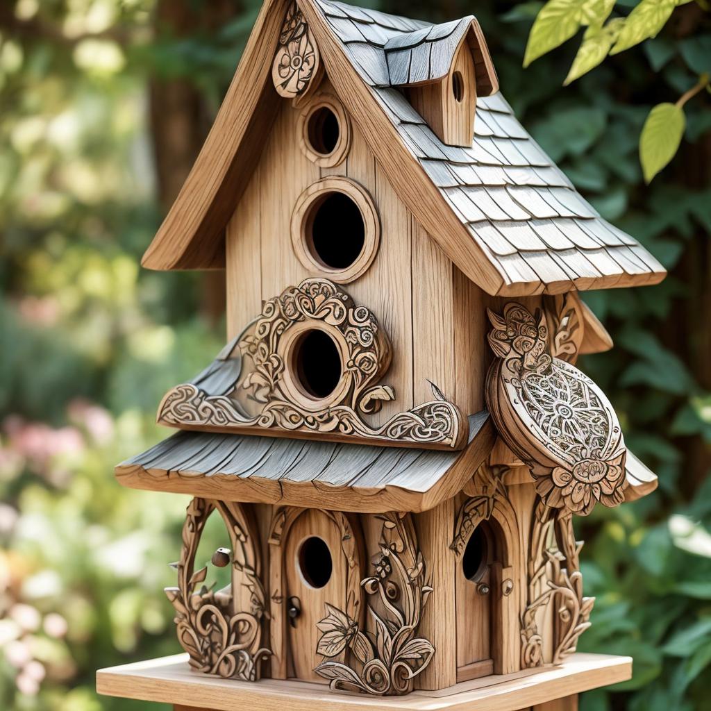 Whimsical birdhouse design, intricate by @ai_generated