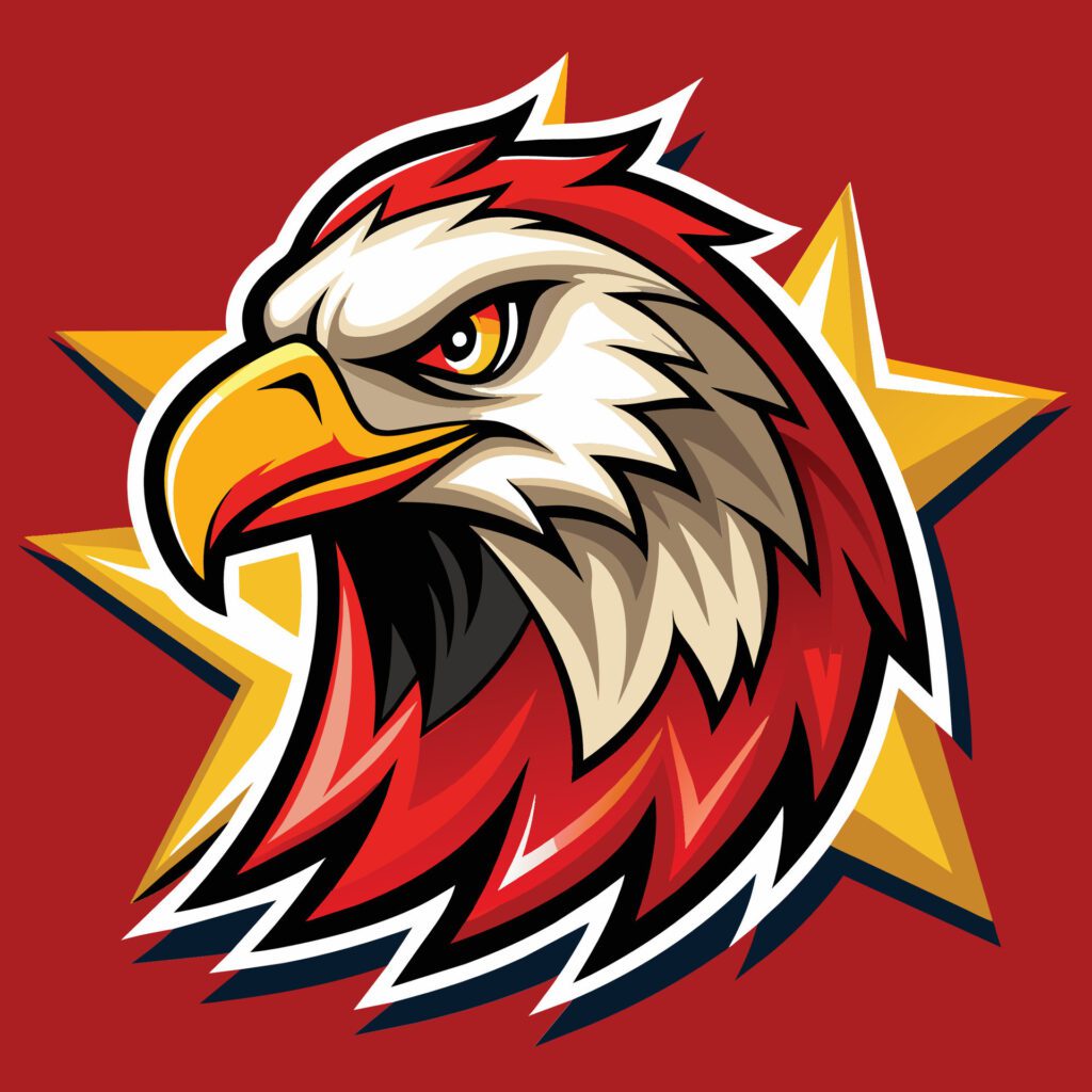 A retro eagle mascot logo featuring the head of an eagle with a star in the background, Retro Eagle Mascot Logo Free Vector