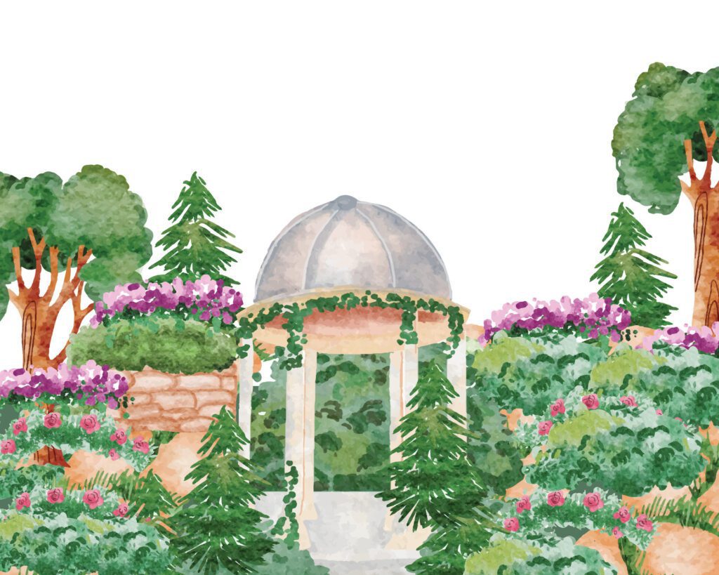 Watercolor Garden Illustration Background Free Vector