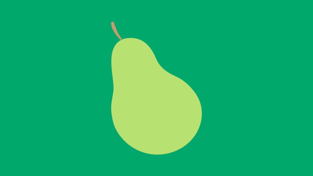 Green pear isolated on white background. Vector illustration. Cut green pear Free Vector